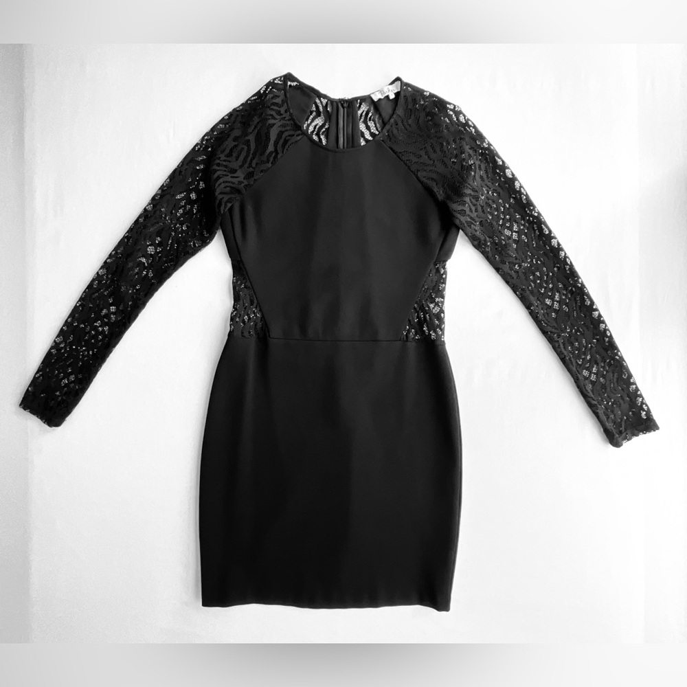 Parker Black Lace Long Sleeve Bodycon Party Dress Size S
